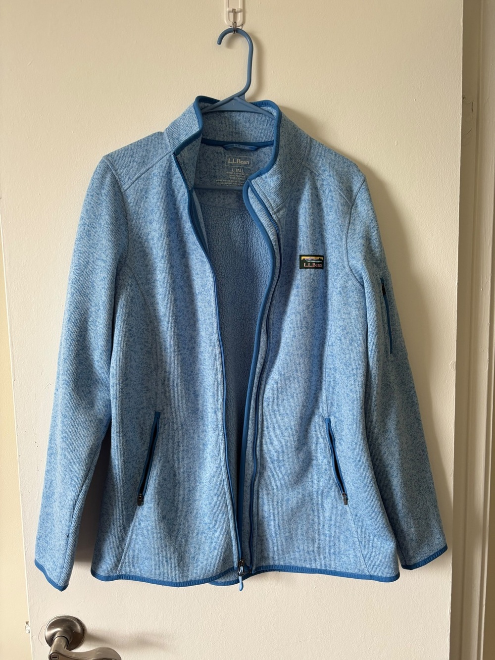 L.L. Bean Women's Light Blue Teddy Fleece Full-Zip Jacket